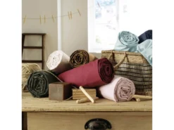 SAMIA - Drap Housse 200x200cm Coton Coloris Bleu Craie -Herman Miller Magasin linge de lit 15886009