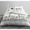 Parure De Lit Coton 2 Personnes - 240x260 Cm - Imprimé Blanc Eden