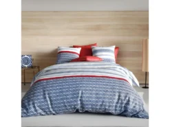 Housse De Couette 220x240 Cm + 2 Taies D'oreiller Carrées 100% Coton 57 Fils Santory
