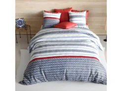 Housse De Couette 220x240 Cm + 2 Taies D'oreiller Carrées 100% Coton 57 Fils Santory -Herman Miller Magasin linge de lit 16735163