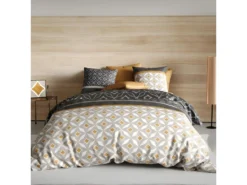 Housse De Couette 240x260 Cm + 2 Taies D'oreiller Carrées 100% Coton 57 Fils Oto