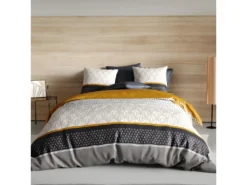 Housse De Couette 220x240 Cm + 2 Taies D'oreiller Carrées 100% Coton 57 Fils Ryzo