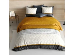 Housse De Couette 220x240 Cm + 2 Taies D'oreiller Carrées 100% Coton 57 Fils Ryzo -Herman Miller Magasin linge de lit 16735313