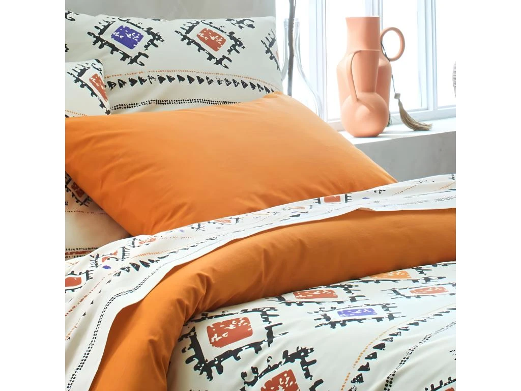 Housse De Couette 220x240 Cm + 2 Taies D'oreiller 63x63 Cm 100% Coton 57 Fils Cleta Multico 2 Housse De Couette 220x240 Cm + 2 Taies D'oreiller 63x63 Cm 100% Coton 57 Fils Cleta Multico – Image 2