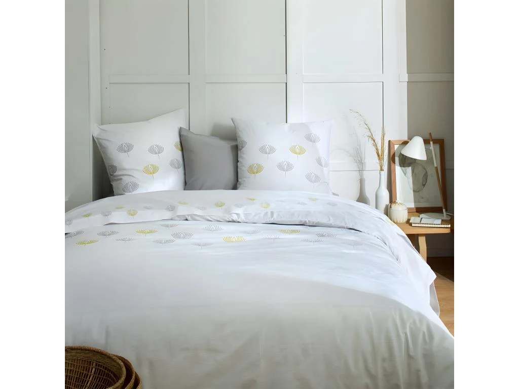 Housse De Couette 220x240 Cm + 2 Taies D'oreiller 63x63 Cm 100% Percale De Coton 80 Fils Cammy Gris 1 Housse De Couette 220x240 Cm + 2 Taies D'oreiller 63x63 Cm 100% Percale De Coton 80 Fils Cammy Gris