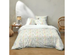 Housse De Couette 220x240 Cm + 2 Taies D'oreiller 63x63 Cm 100% Coton 51 Fils Lila Multico