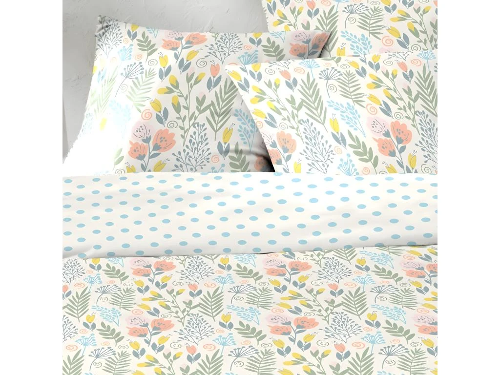 Housse De Couette 220x240 Cm + 2 Taies D'oreiller 63x63 Cm 100% Coton 51 Fils Lila Multico 2 Housse De Couette 220x240 Cm + 2 Taies D'oreiller 63x63 Cm 100% Coton 51 Fils Lila Multico – Image 2