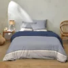 Housse De Couette 220x240 Cm + 2 Taies D'oreiller 63x63 Cm 100% Coton 51 Fils Luka Bleu
