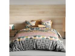 Housse De Couette 140x200 Cm + 1 Taie D'oreiller Carrée 100% Coton 57 Fils Thamos