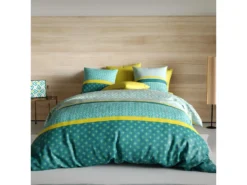 Housse De Couette 140x200 Cm + 1 Taie D'oreiller Carrée 100% Coton 57 Fils Malphy