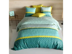 Housse De Couette 140x200 Cm + 1 Taie D'oreiller Carrée 100% Coton 57 Fils Malphy -Herman Miller Magasin linge de lit 16740211