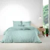 Housse De Couette 220x240 Cm + 2 Taies D'oreiller 63x63 Cm 100% Coton 57 Fils Celadon