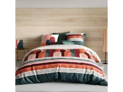 Housse De Couette 140x200 Cm + 1 Taie D'oreiller Carrée 100% Coton 57 Fils Galyo