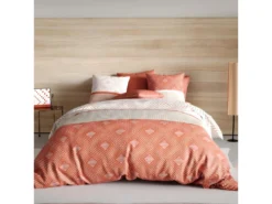 Housse De Couette 140x200 Cm + 1 Taie D'oreiller Carrée 100% Coton 57 Fils Kaile