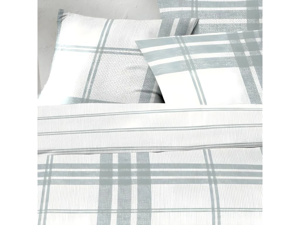 Housse De Couette 220x240 Cm + 2 Taies D'oreiller 63x63 Cm 100% Coton 51 Fils Sobrut Gray 2 Housse De Couette 220x240 Cm + 2 Taies D'oreiller 63x63 Cm 100% Coton 51 Fils Sobrut Gray – Image 2