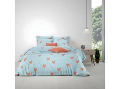 Housse De Couette 220x240 Cm + 2 Taies D'oreiller 63x63 Cm 100% Coton 57 Fils Heart