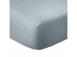 Drap Housse 140x190 +35 Cm 100% Coton 57 Fils Bleu Polaire