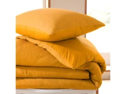 Parure De Couette "Nid D'abeille" 140 X 200 Pour Lit 1 Place - Nid D'abeille Curry -Herman Miller Magasin linge de lit 18879123