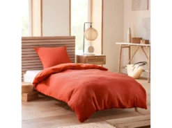 Parure De Couette "Nid D'abeille" 140 X 200 Pour Lit 1 Place - Nid D'abeille Terracotta