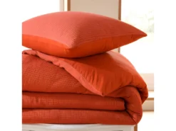 Parure De Couette "Nid D'abeille" 140 X 200 Pour Lit 1 Place - Nid D'abeille Terracotta -Herman Miller Magasin linge de lit 18879129