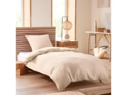 Parure De Couette "Nid D'abeille" 140 X 200 Pour Lit 1 Place - Nid D'abeille Naturel