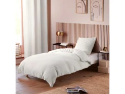 Parure De Couette "Gaze De Coton" 140 X 200 Pour Lit 1 Place - Gaze De Coton Neige