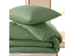 Parure De Couette "Nid D'abeille" 140 X 200 Pour Lit 1 Place - Nid D'abeille Olive -Herman Miller Magasin linge de lit 18879263