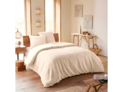 Parure De Couette "Nid D'abeille" 240 X 220 Pour Lit 2 Places 140 à 160 Cm - Nid D'abeille Naturel