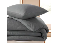 Parure De Couette "Nid D'abeille" 240 X 220 Pour Lit 2 Places 140 à 160 Cm - Nid D'abeille Ardoise -Herman Miller Magasin linge de lit 18879299