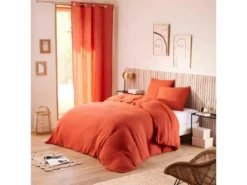Parure De Couette "Gaze De Coton" 240 X 220 Pour Lit 2 Places 140 à 160 Cm - Gaze De Coton Terracotta