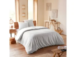 Parure De Couette "Nid D'abeille" 240 X 220 Pour Lit 2 Places 140 à 160 Cm - Nid D'abeille Perle