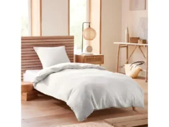 Parure De Couette "Nid D'abeille" 140 X 200 Pour Lit 1 Place - Nid D'abeille Neige