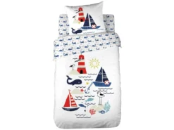 Parure De Lit 140x200 Cm Coton Bio MATELOT Bleu