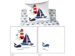 Parure De Lit 140x200 Cm Coton Bio MATELOT Bleu -Herman Miller Magasin linge de lit 22116553