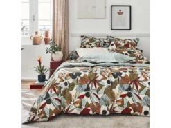 Parure De Lit Percale De Coton 240x220 Cm CASCADE Vert Sauge