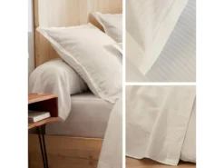 Parure De Lit 260x240 Satin De Coton GRAND HÔTEL 3 Pièces Marron Sable -Herman Miller Magasin linge de lit 22963745