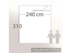 Drap Plat 240x310 Cm Satin De Coton CAYENNE Beige Ficelle -Herman Miller Magasin linge de lit 22964065