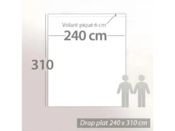 Drap Plat 240x310 Cm Satin De Coton GRAND HÔTEL Blanc -Herman Miller Magasin linge de lit 22964095