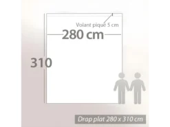 Drap Plat 280x310 Cm Satin De Coton GRAND HÔTEL Blanc -Herman Miller Magasin linge de lit 22964115