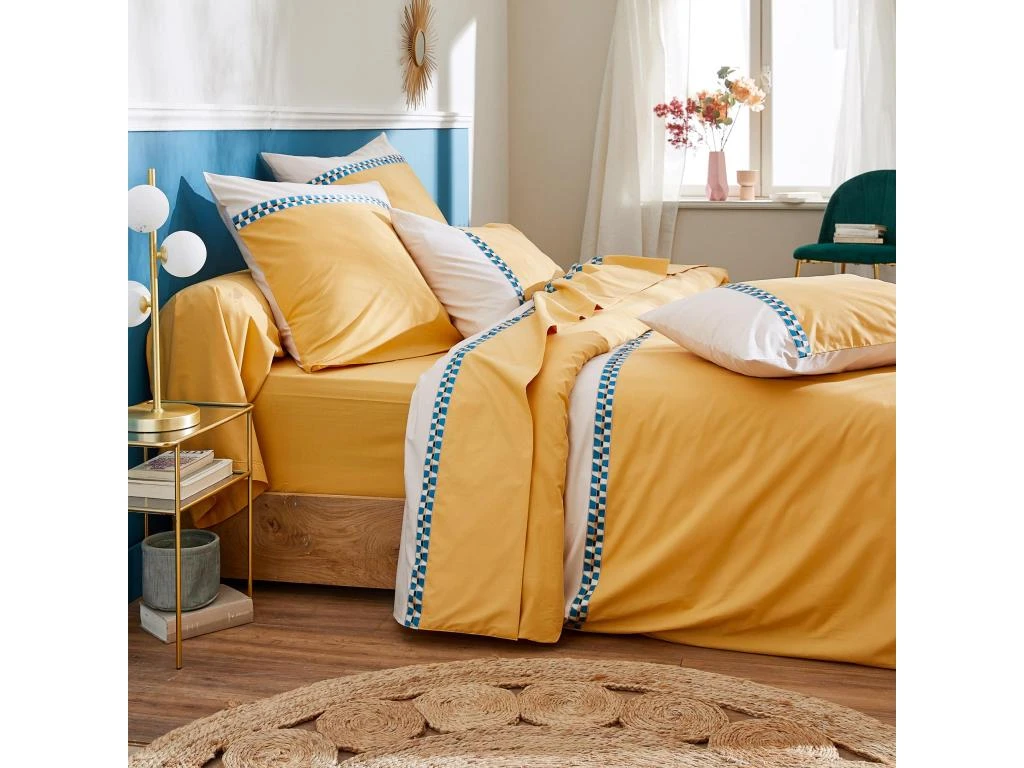 Parure De Lit 3 Pièces 260x240 Cm Percale Coton ROMY Ambre 1 Parure De Lit 3 Pièces 260x240 Cm Percale Coton ROMY Ambre