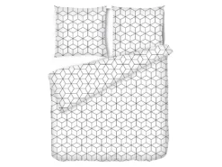 Parure De Lit Géométrique En Coton 57 Fils/cm² - Housse De Couette 240 X 260 Cm + 2 Taies D'oreiller 63 X 63 Cm - Noir Et Blanc- CUBIK