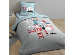 Parure De Lit 140x200 Cm Coton BRITISH MORNING Gris -Herman Miller Magasin linge de lit 8855683