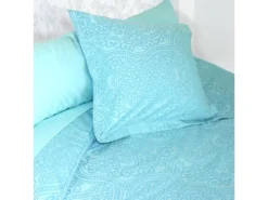 Parure De Lit 240x220 Cm Satin De Coton PANTHEON Bleu Clair -Herman Miller Magasin linge de lit 8855795