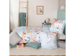 Parure De Lit 140x200 Cm Coton CATCHI Bleu Pâle -Herman Miller Magasin linge de lit 8856255