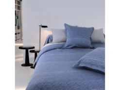 Parure De Lit 260x240 Cm Satin De Coton VENDOME Bleu Foncé -Herman Miller Magasin linge de lit 8856383
