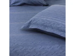 Parure De Lit 260x240 Cm Satin De Coton VENDOME Bleu Foncé -Herman Miller Magasin linge de lit 8856385