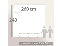 Parure De Lit 260x240 Cm Coton BCI Adouci GALA Blanc 3 Pièces -Herman Miller Magasin linge de lit 8857205