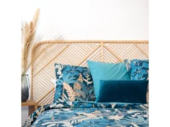 Parure De Lit 260x240 Cm Coton LEOPARDIE Bleu 3 Pièces -Herman Miller Magasin linge de lit 8857249