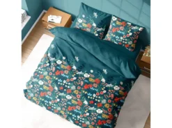 Parure De Lit 240x220 Cm Coton EROFLE Bleu 3 Pièces