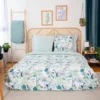 Parure De Lit 260x240 Cm Coton Bci Adouci ALISCO Bleu 3 Pièces